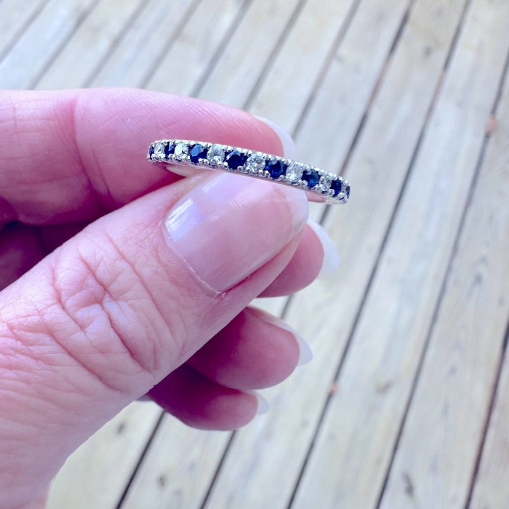 Vera Wang Love Sapphire and Diamond 14KT White Gold Band